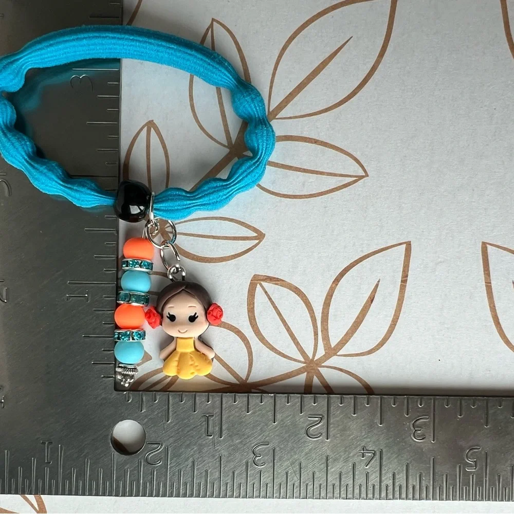 Princess Beaded Hair Ties with Princess Charms - Blue and Pink